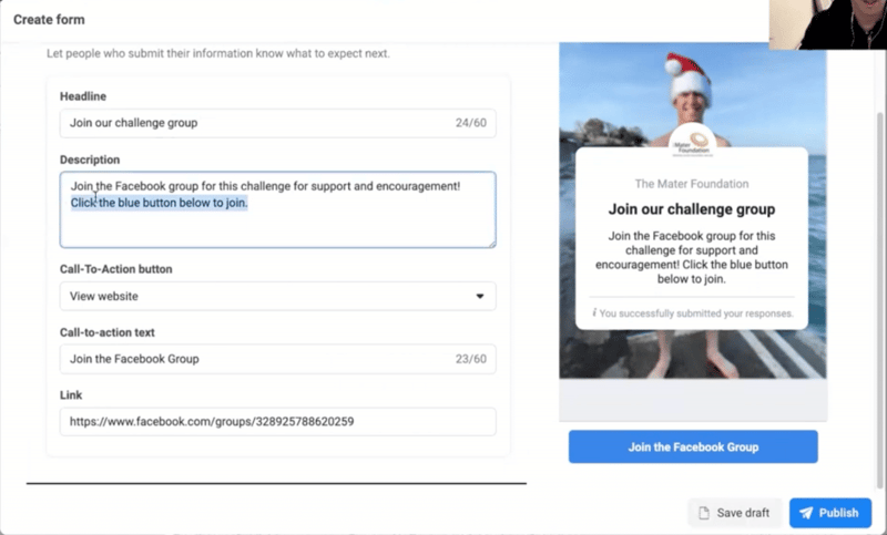 Link to your Facebook Group using a Facebook Lead Form in Facebook Lead Ads
