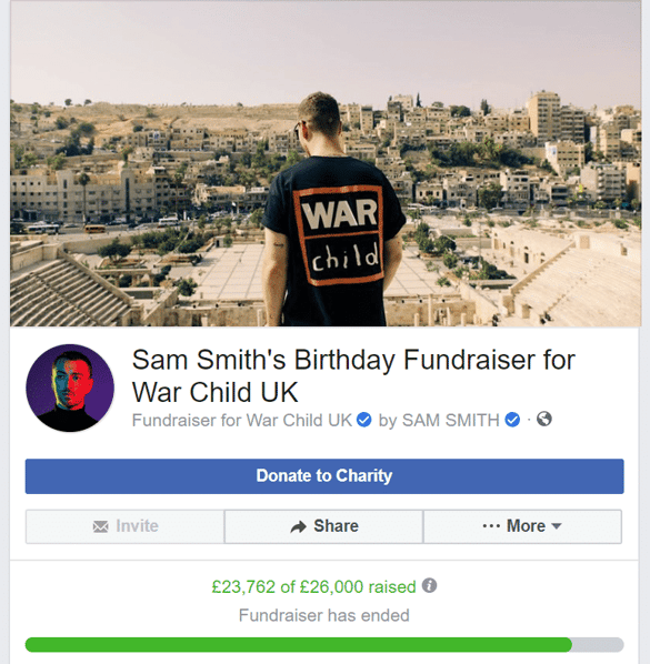 Sam Smith Birthday fundraiser