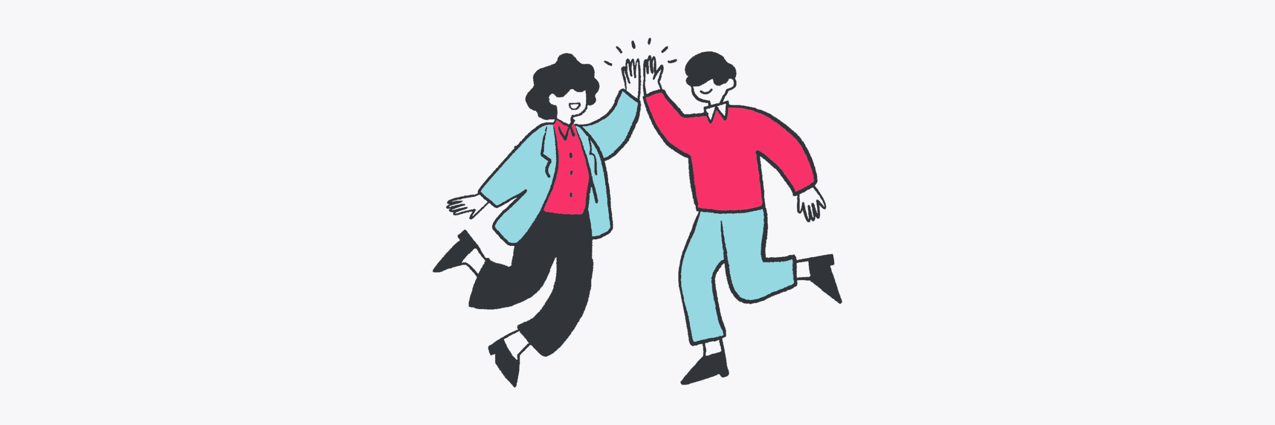 An illustration of a man and woman celebrating with a high 5
