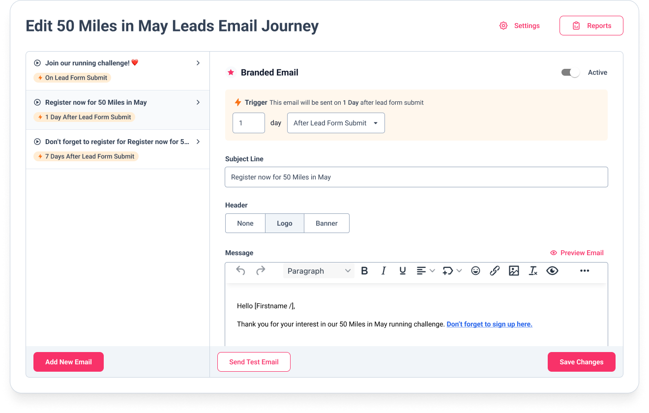 Lead-Specific Email Journeys