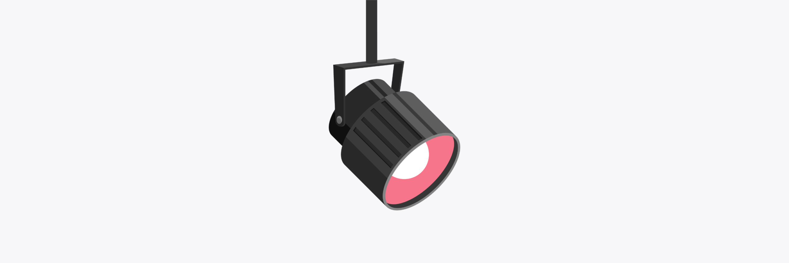 Illustration of a black spotlight fixture with a pink beam