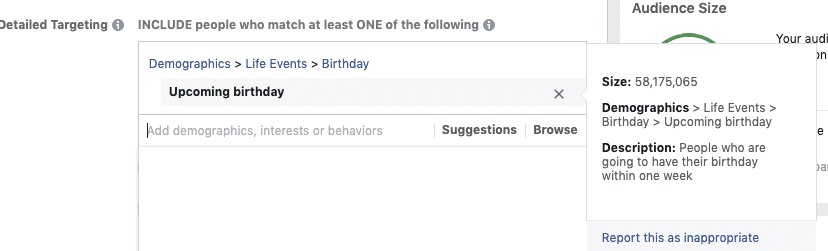 Upcoming birthday
